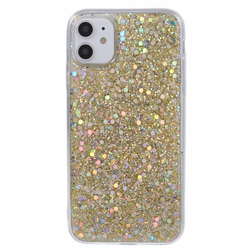 For iPhone 11 Case Powder Sequins TPU Phone Cover - Gold