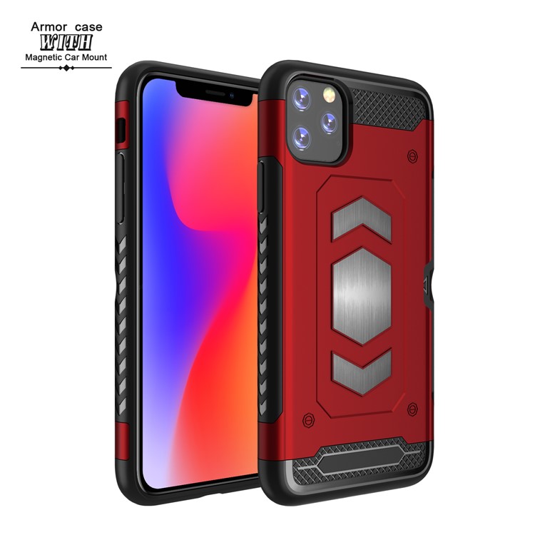 PC + TPU Combo with Card Holder Cover for iPhone 11 Pro 5.8 inch - Red-2