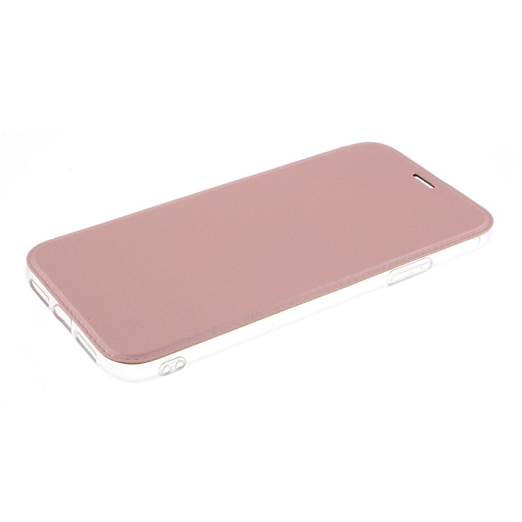 Transparent Plastic Back Case + PU Leather + TPU Hybrid Phone Cover Case for iPhone 11 Pro 5.8-inch - Rose Gold-3