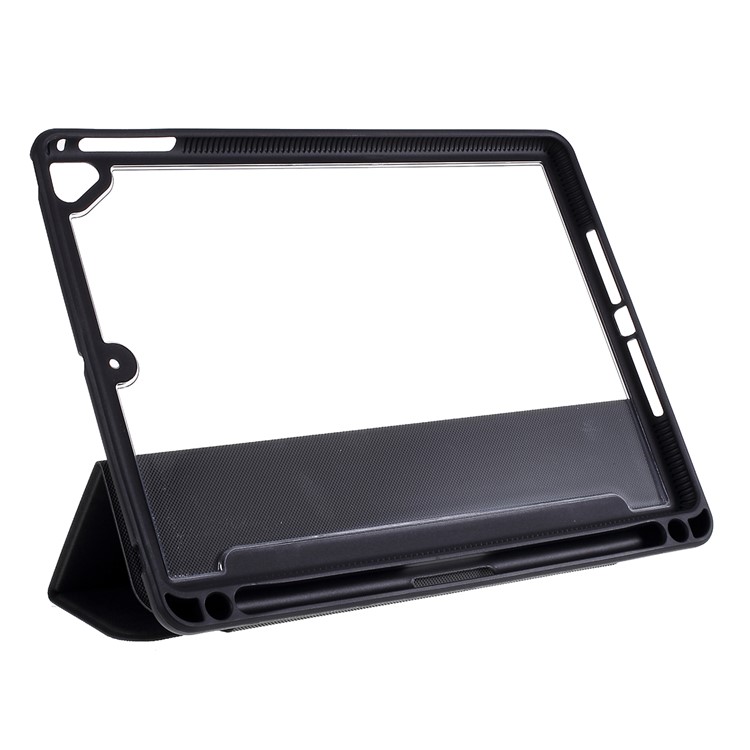 Capa Em TPU Transparente + PC Em Couro Para Tablet Com Slot Para Caneta Para Ipad Air (2013) / Air 2 / Ipad Pro 9.7 Polegadas (2016) / Ipad 9.7 Polegadas (2017) - Preto-8