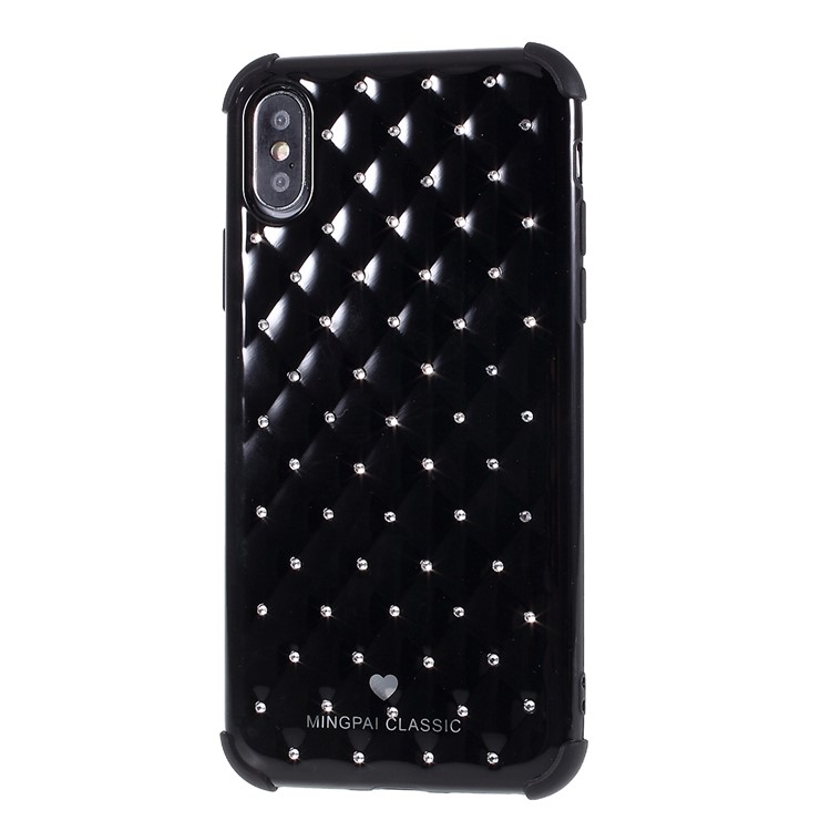 Rhinestone Decor Shockproof TPU Phone Back Case for iPhone X/XS - Black-2