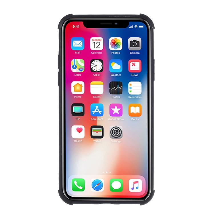 Rhinestone Decor Shockproof TPU Phone Back Case for iPhone X/XS - Black-3