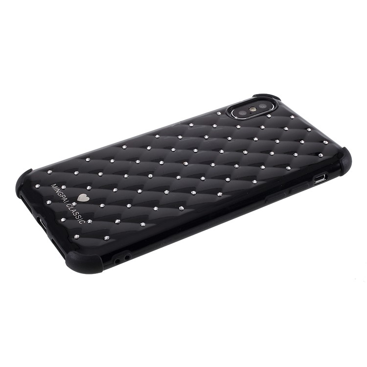 Rhinestone Decor Shockproof TPU Phone Back Case for iPhone X/XS - Black-4