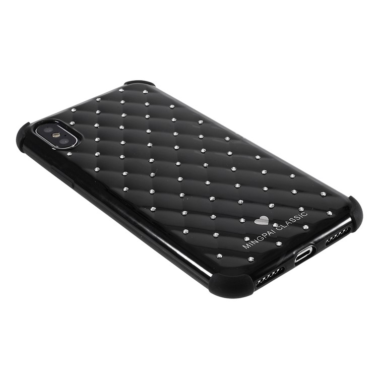 Rhinestone Decor Shockproof TPU Phone Back Case for iPhone X/XS - Black-6