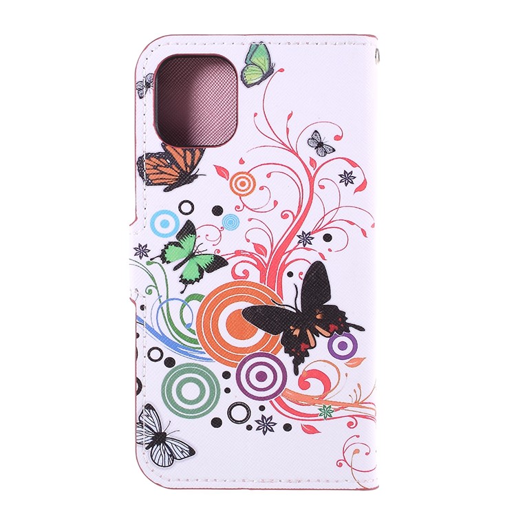 Pattern Printing Leather Wallet Stand Case for iPhone 11 6.1 inch (2019) - Butterfly Circles-3