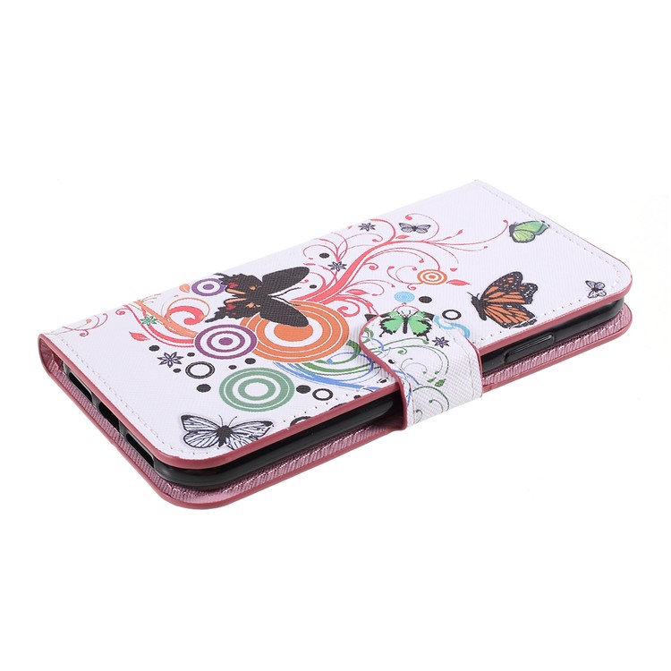 Pattern Printing Leather Wallet Stand Case for iPhone 11 6.1 inch (2019) - Butterfly Circles-4