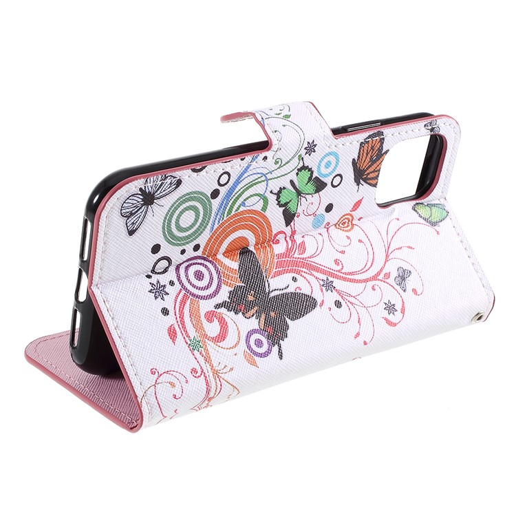 Pattern Printing Leather Wallet Stand Case for iPhone 11 6.1 inch (2019) - Butterfly Circles-5