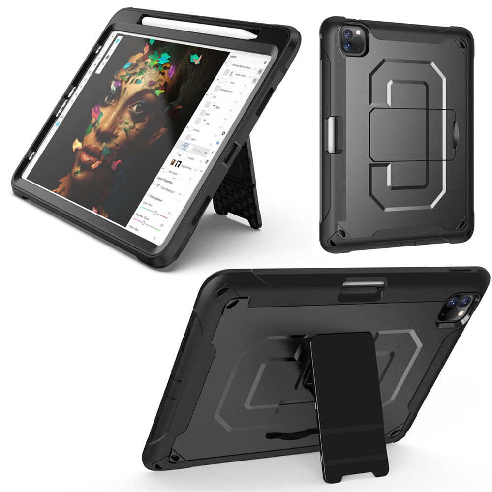 Heavy Duty Antidrop PC + TPU Hybrid Protective Case with Kickstand for iPad Pro 11inch (2018