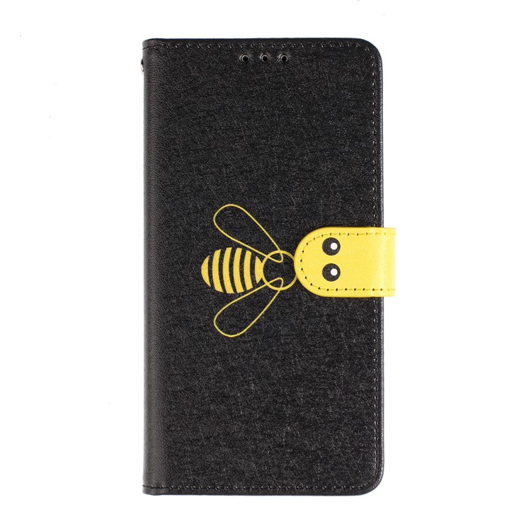 Bee Pattern Silk Texture Leather Wallet Stand Case for iPhone 11 Pro 5.8-inch - Black-7