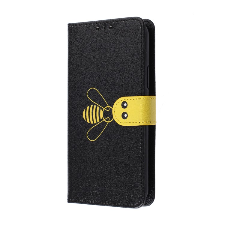 Bee Pattern Silk Texture Leather Wallet Stand Case for iPhone 11 Pro 5.8-inch - Black-8