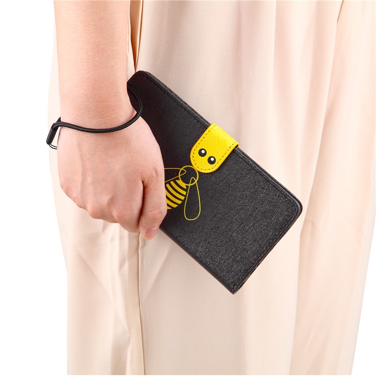 Bee Pattern Silk Texture Leather Wallet Stand Phone Protective Case for iPhone 11 6.1 inch - Black-10