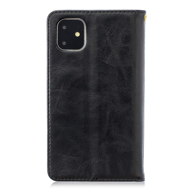 Crazy Horse Texture Stand Wallet Leather Phone Case with Card Slot for iPhone 11 6.1 inch - Black-2