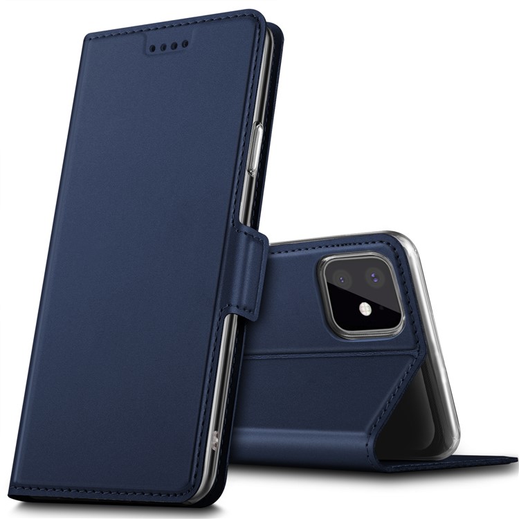 Magnetic Adsorption Stand Leather Card Holder Phone Case for iPhone 11 Pro 5.8 inch - Blue-1