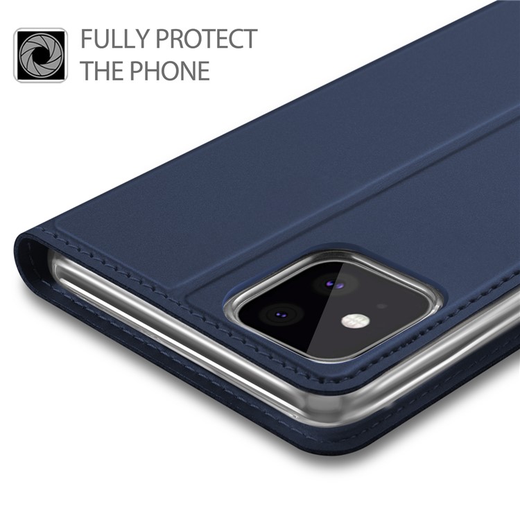 Magnetic Adsorption Stand Leather Card Holder Phone Case for iPhone 11 Pro 5.8 inch - Blue-2