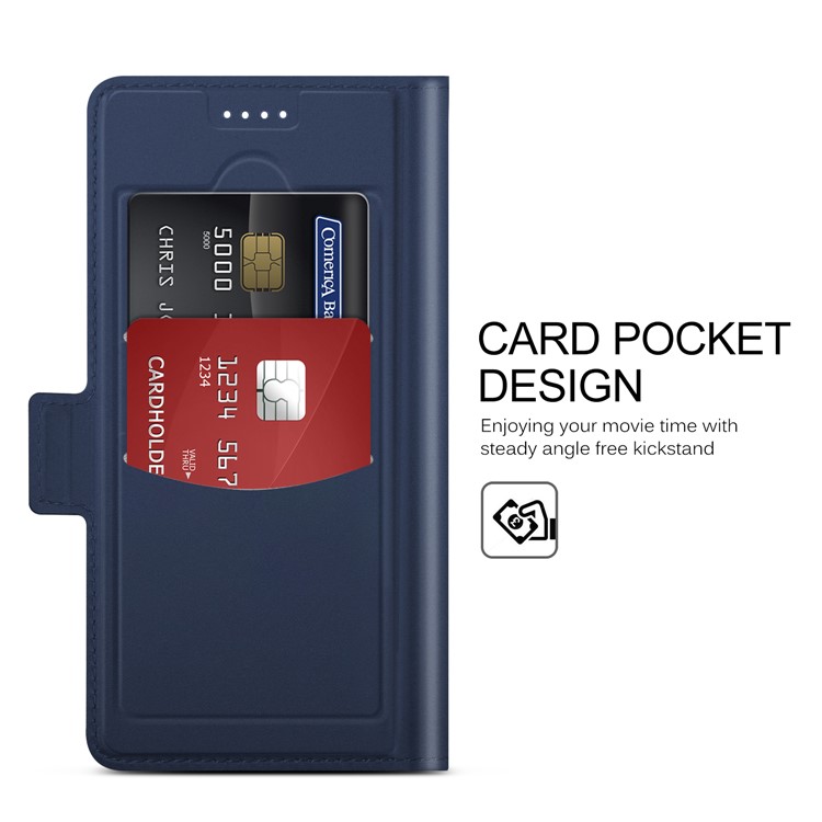 Magnetic Adsorption Stand Leather Card Holder Phone Case for iPhone 11 Pro 5.8 inch - Blue-3