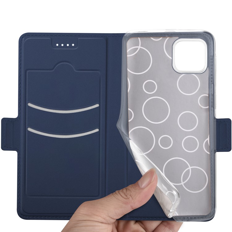 Magnetic Adsorption Stand Leather Card Holder Phone Case for iPhone 11 Pro 5.8 inch - Blue-4