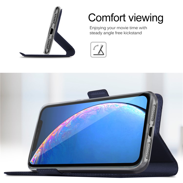 Magnetic Adsorption Stand Leather Card Holder Phone Case for iPhone 11 Pro 5.8 inch - Blue-6