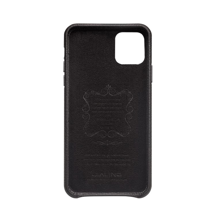 QIALINO Couro Genuíno Lichia Textura Telefone Tampa Traseira Case Para Iphone 11 6.1 Polegadas - Preto-4
