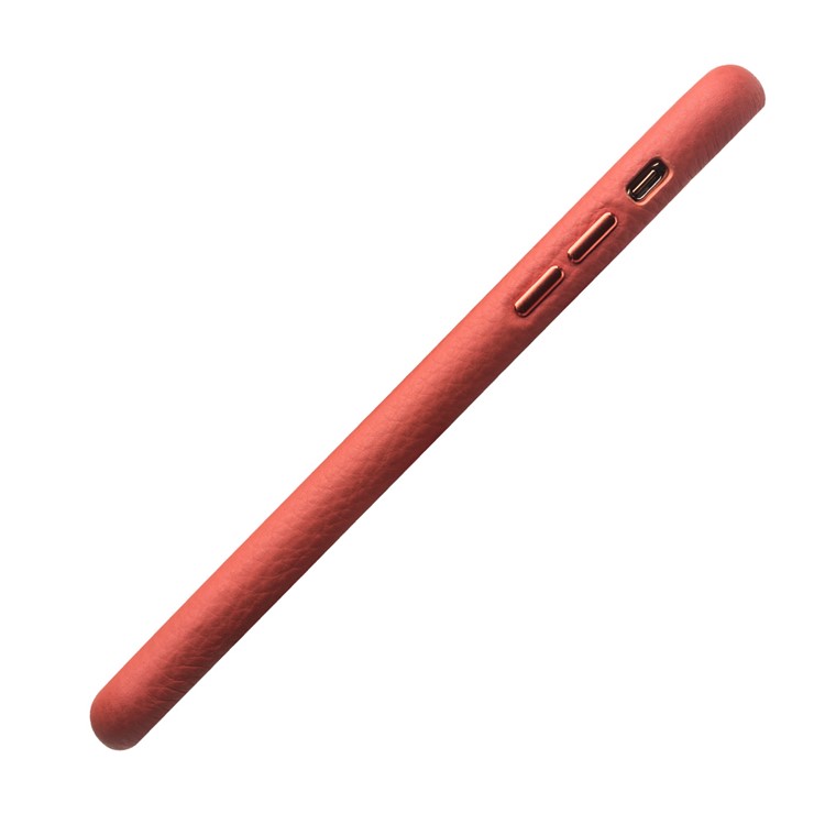 QIALINO Couro Genuíno Lichia Textura Telefone Tampa Traseira Case Para Iphone 11 6.1 Polegadas - Vermelho-4