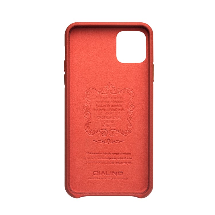 QIALINO Couro Genuíno Lichia Textura Telefone Tampa Traseira Case Para Iphone 11 6.1 Polegadas - Vermelho-6