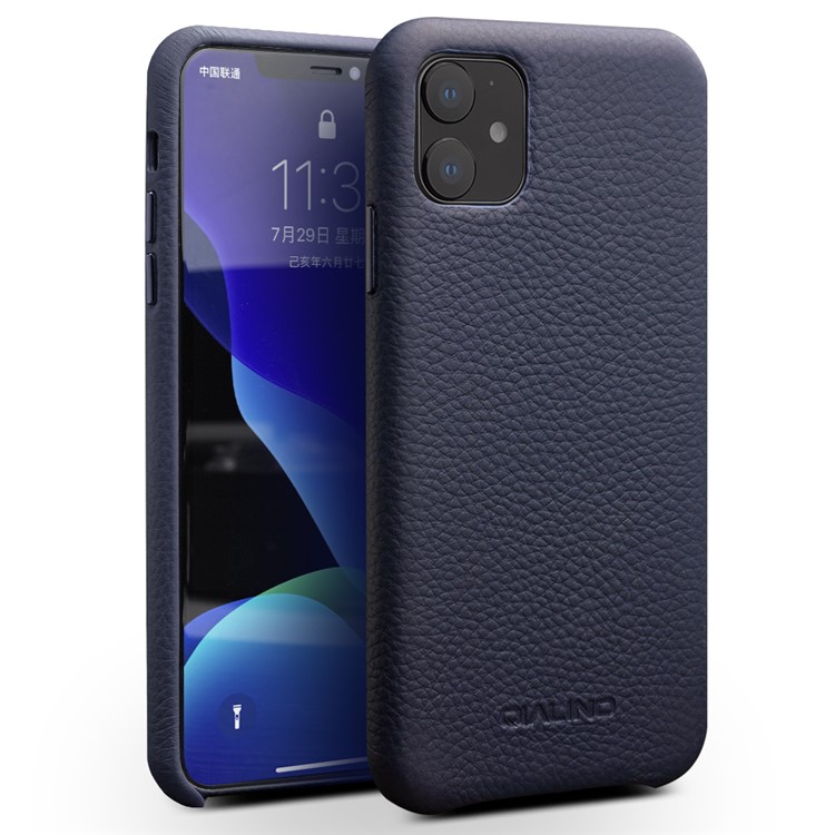 Custodia copertura Posteriore In Vera Pelle QIALINO Per Iphone 11 Da 6,1 Pollici - Blu Scuro-1