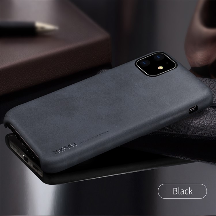 

X-LEVEL Vintage Series Leather Coated PC Back Shell for iPhone 11 6.1 inch (2019) - Black, iPhone 11 6.1 inch