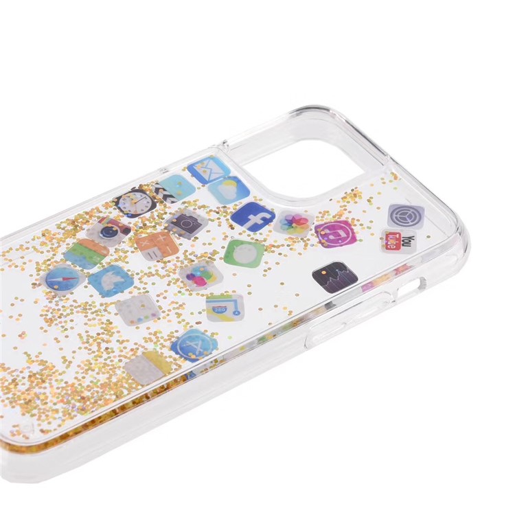 APP Icon Dynamic Glitter Powder Sequins TPU Case for iPhone 11 6.1 inch (2019) - Gold-4