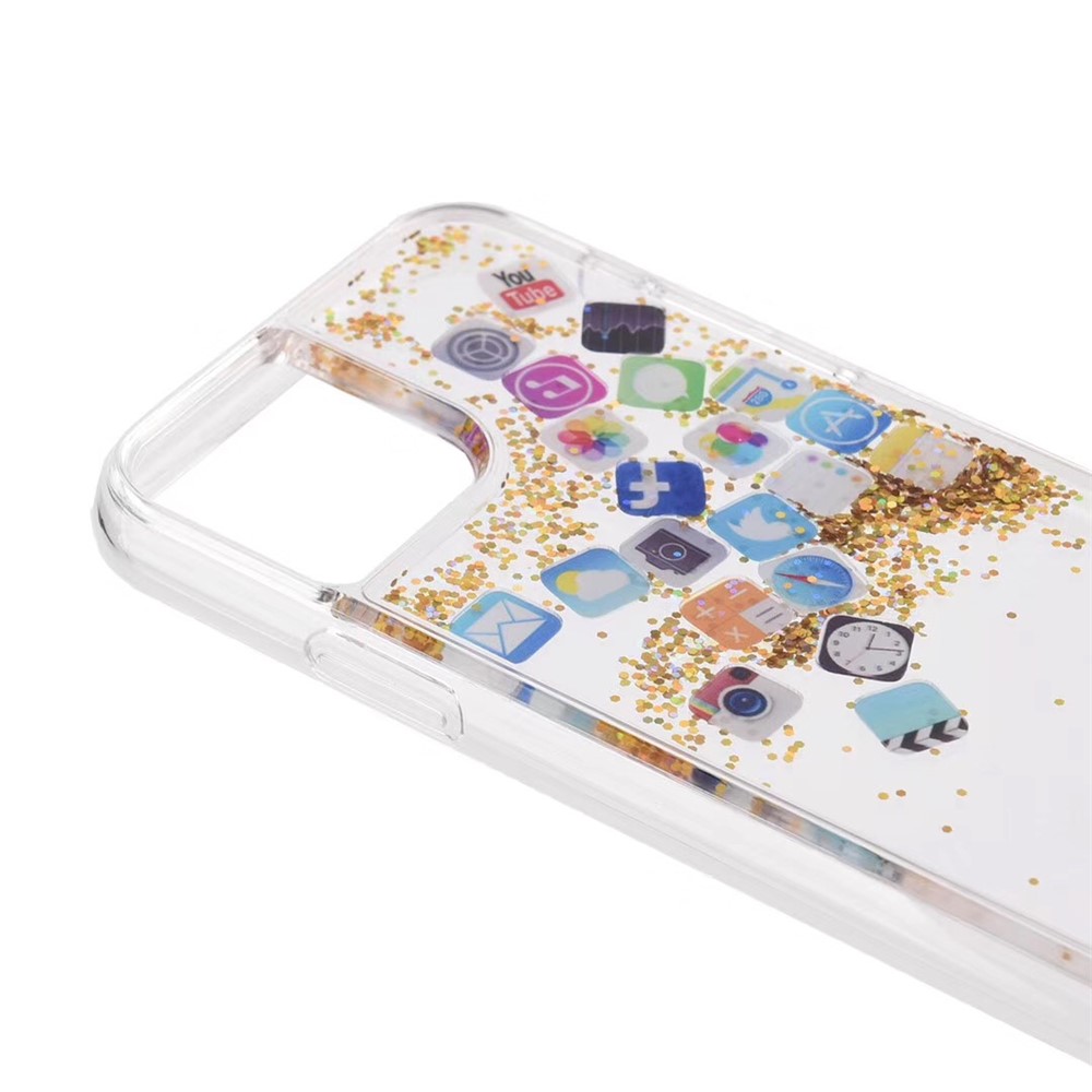 APP Icon Dynamic Glitter Powder Sequins TPU Back Shell for iPhone 11 Pro 5.8 inch (2019) - Gold-2