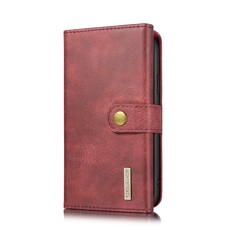 Dg. Ming Split Leather Wallet Style Com Suporte Para Iphone 11 6,1 Polegadas - Vermelho