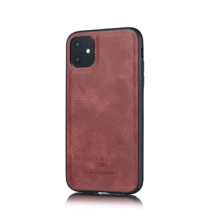 Dg. Ming Split Leather Wallet Style Com Suporte Para Iphone 11 6,1 Polegadas - Vermelho