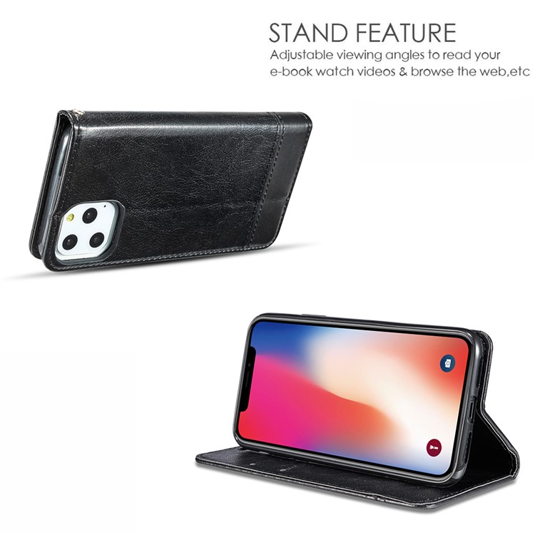 Crazy Horse Texture Leather Stand Protective Case with Card Slots for iPhone 11 Pro 5.8 inch (2019) - Black-5