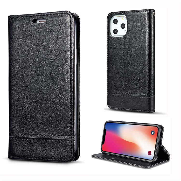 Carzy Horse Texture Leather Stand Phone Cover with Card Slots for iPhone 11 6.1 inch (2019) - Black-1