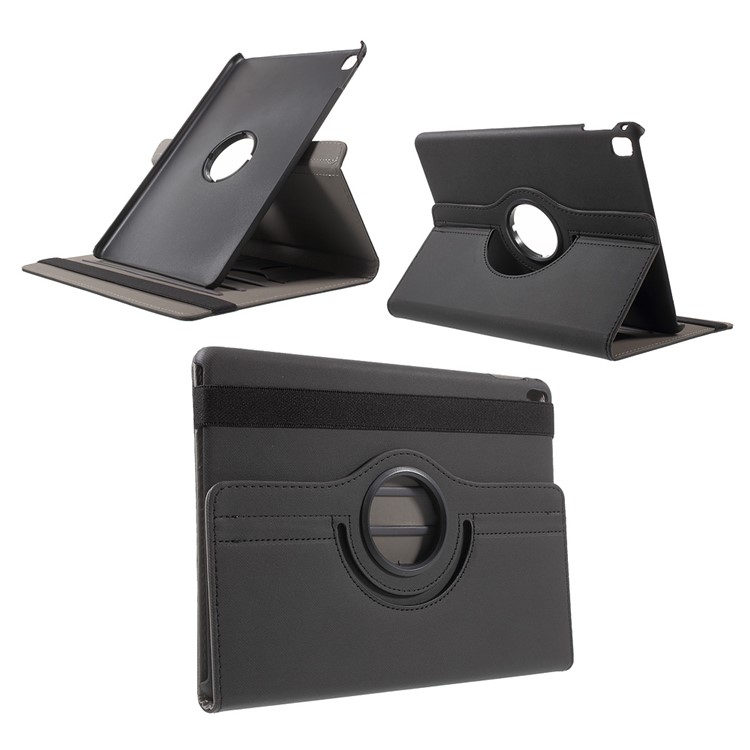 Cloth Skin Leather Case with Swivel Stand for iPad Pro 9.7 Inch - Black-1