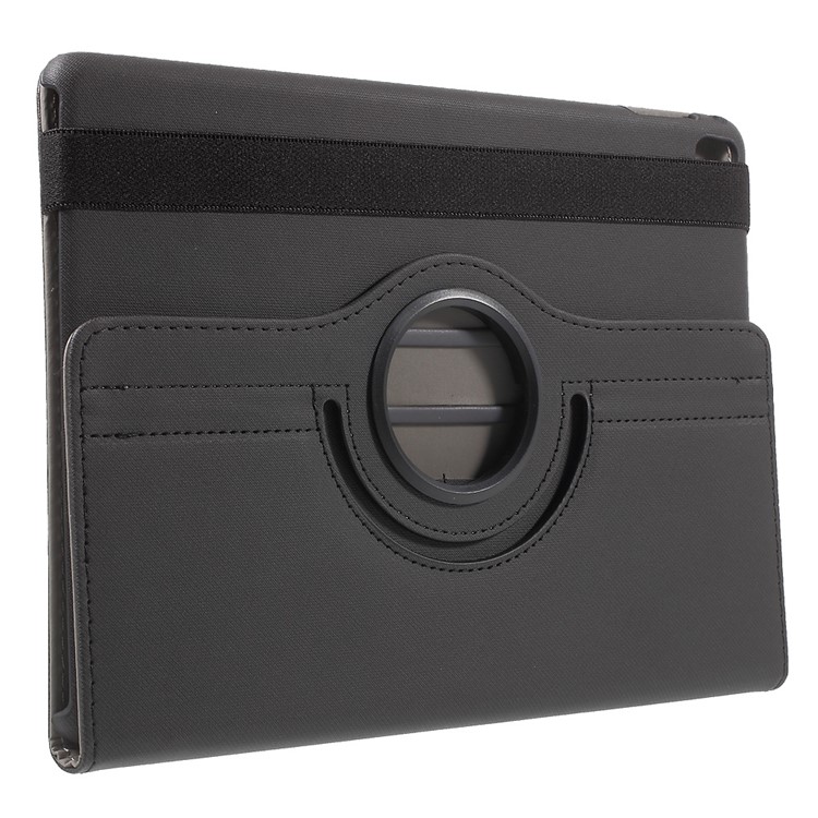 Cloth Skin Leather Case with Swivel Stand for iPad Pro 9.7 Inch - Black-4