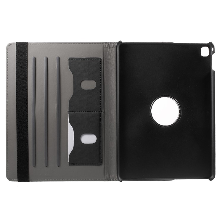 Cloth Skin Leather Case with Swivel Stand for iPad Pro 9.7 Inch - Black-7