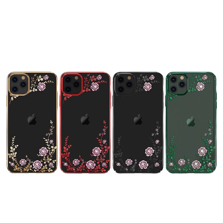 KAVARO Flowers Style Swarovski Plated PC Case Shell for iPhone 11 6.1 inch - Black-2