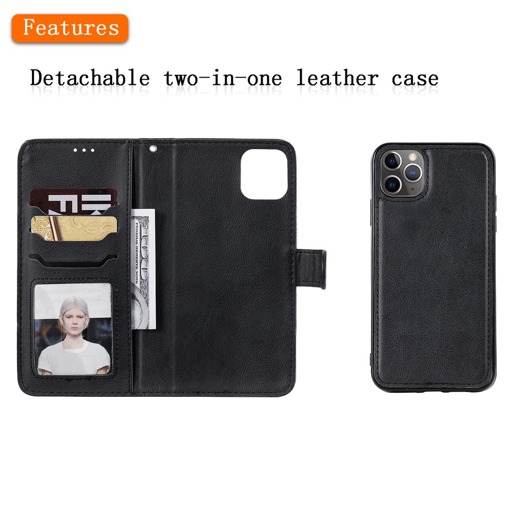 Estojo Magnético Destacável 2 Em 1 Carteira Em Couro Para Iphone 11 Pro Max 6,5 Polegadas - Preto-2