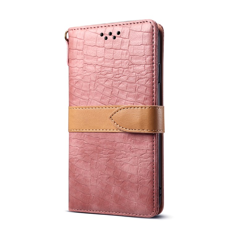 Crocodile Skin Splicing PU Leather Wallet Case for iPhone 11 Pro 5.8 inch - Pink-2