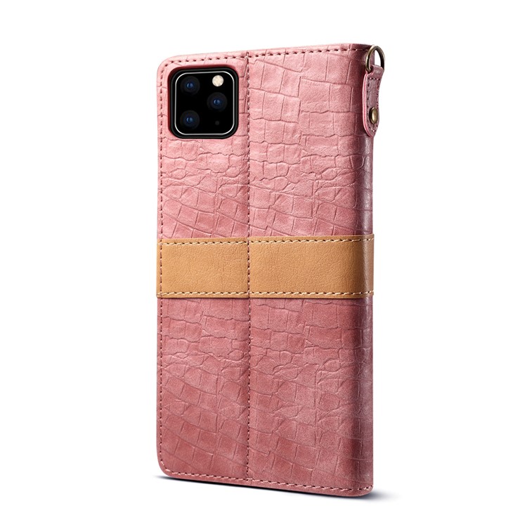 Crocodile Skin Splicing PU Leather Wallet Case for iPhone 11 Pro 5.8 inch - Pink-3