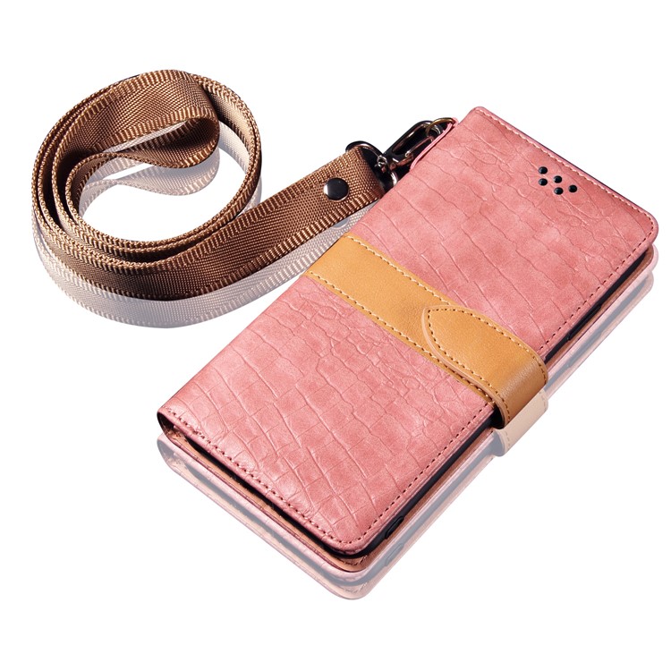 Crocodile Skin Splicing PU Leather Wallet Case for iPhone 11 Pro 5.8 inch - Pink-5