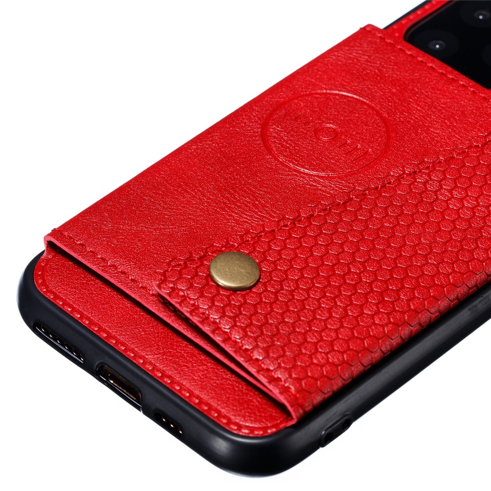 PU Leather Coated Built-in Vehicle Magnetic Sheet TPU Shell for iPhone 11 Pro Max 6.5 inch - Red-3