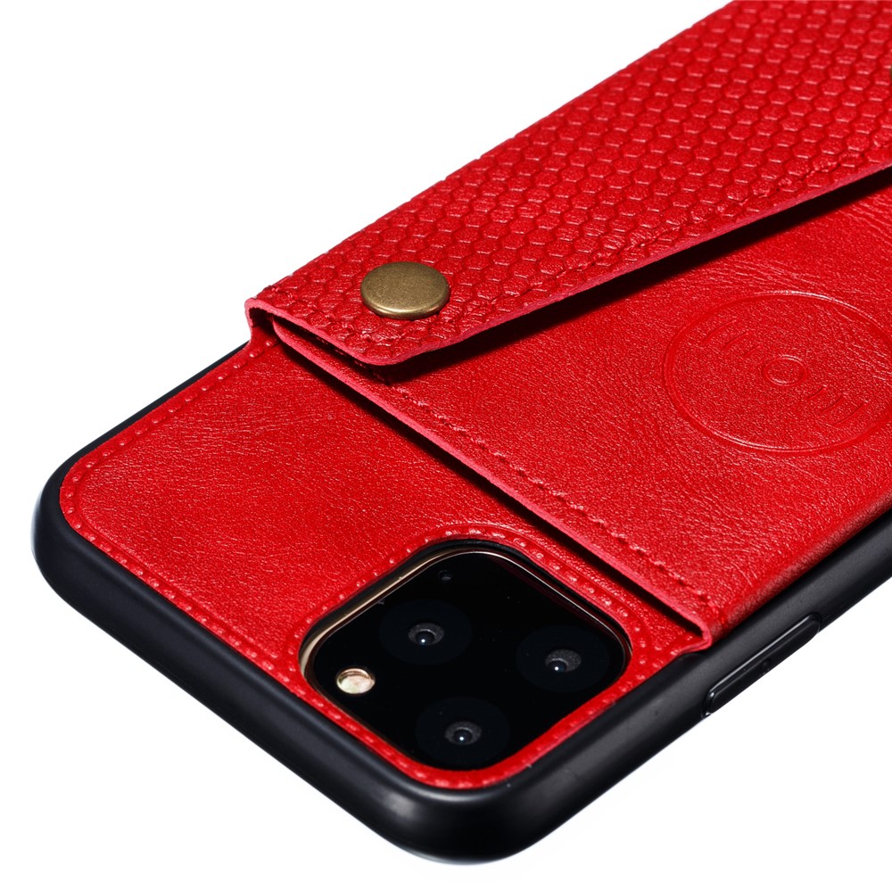 Shell TPU Per Veicoli a Veicolo Integrato Rivestito in Pelle PU Per Iphone 11 Pro Max 6,5 Pollici - Rosso-4