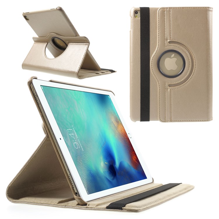 

Litchi Texture Rotary Leather Stand Case Cover for iPad Pro 9.7-inch - Gold