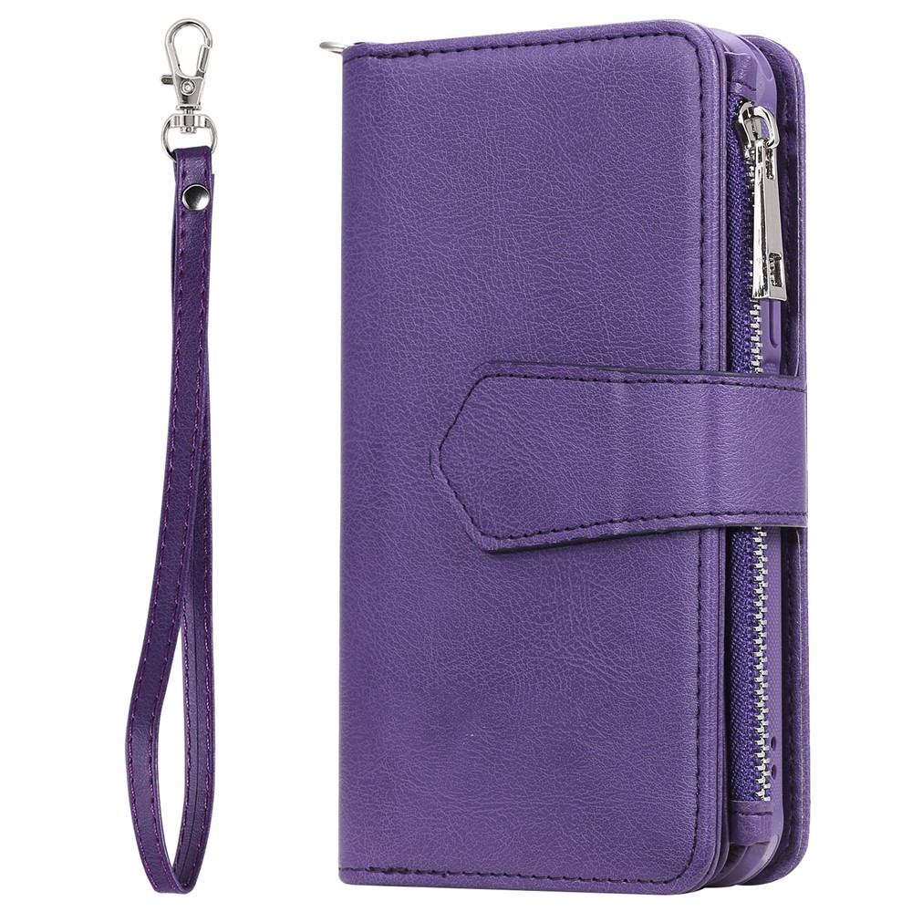 Detachable 2-in-1 TPU + Zipper Wallet Leather Flip Case with Stand Lanyard for iPhone 11 Pro 5.8 inch - Purple-9