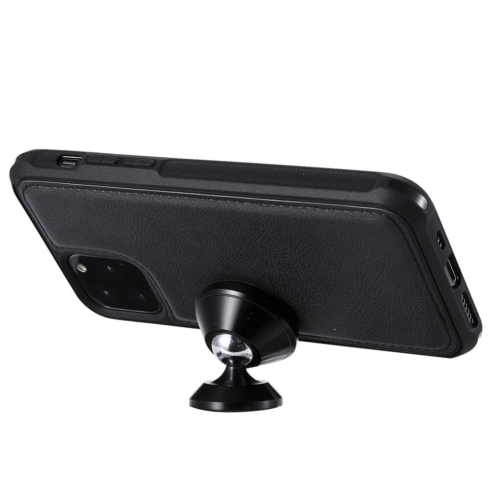 Détachement 2 en 1 TPU + Portefeuille à Fermeture Éclair Case de Rabat en Cuir Avec Lanière de Support Pour Iphone 11 Pro 5,8 Pouces - Noir