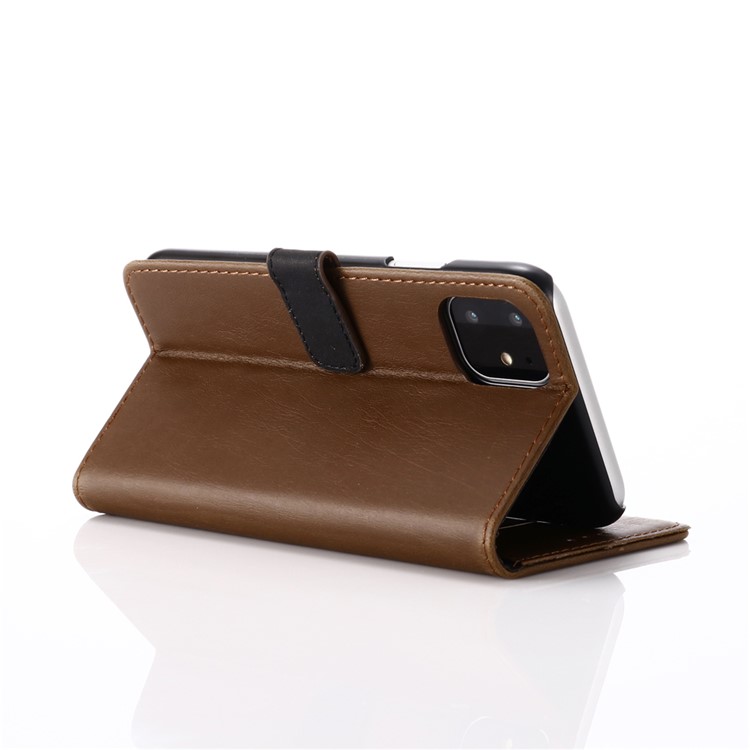 Crazy Horse Skin Leather Wallet Shell for iPhone 11 Pro 5.8 inch - Coffee-5