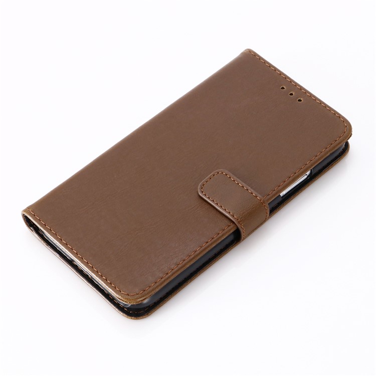 Crazy Horse Skin Leather Wallet Shell for iPhone 11 Pro 5.8 inch - Coffee-7