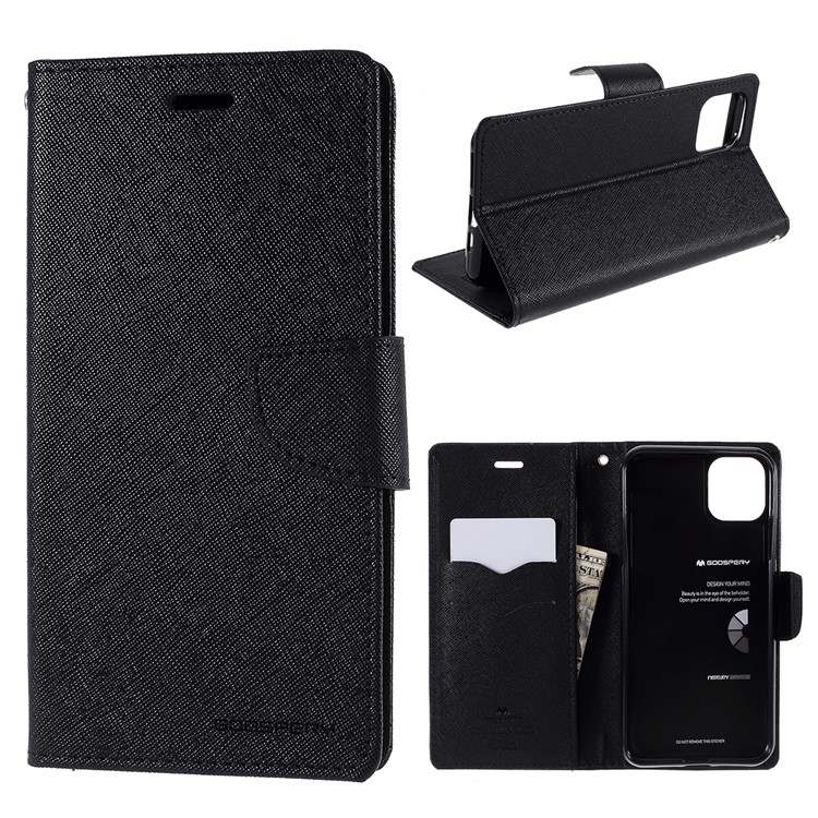 MERCURY GOOSPERY Fancy Diary Leather Wallet Mobile Phone Case for iPhone 11 Pro 5.8-inch - All Black-1