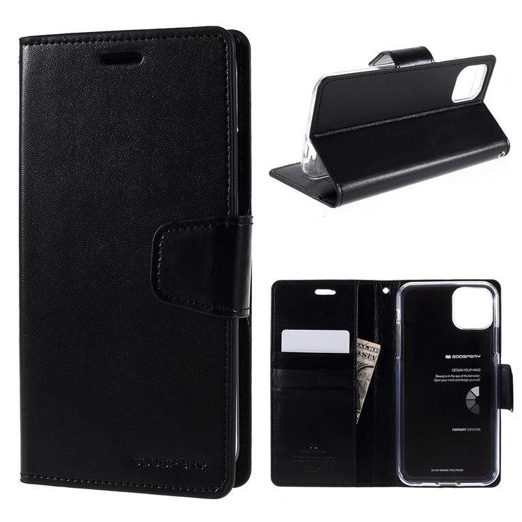 MERCURY GOOSPERY Sonata Diary Leather Wallet Stand Casing for iPhone 11 Pro Max 6.5-inch - Black-1