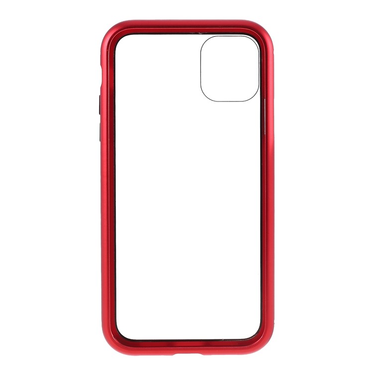 Magnetic Adsorption Metal Frame + Tempered Glass Phone Case for Apple iPhone 11 6.1 inch - Red-10